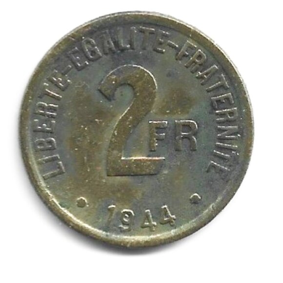 1944 France 2 Francs Coin (b239) - Picture 2 of 2